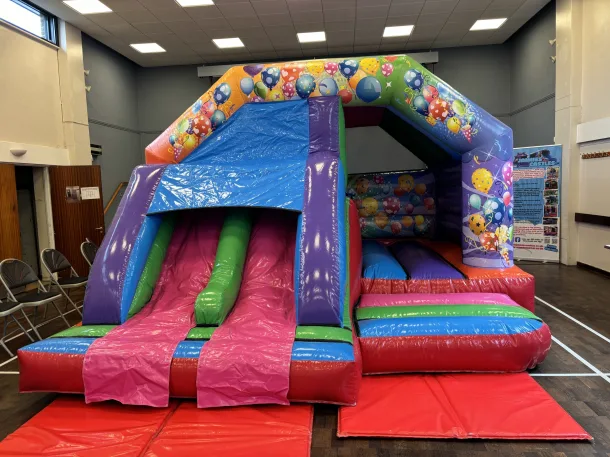 Twin Lane Slide Party Theme Bouncy Castle
