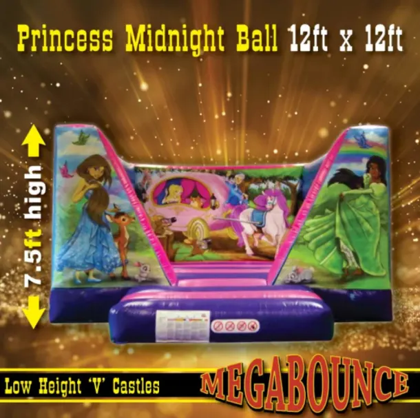 12ft X 12ft Low Height Princess Midnight Ball Bouncy Castle