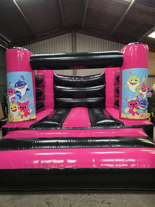 Pink And Black Baby Shark H Frame Bouncy Castle