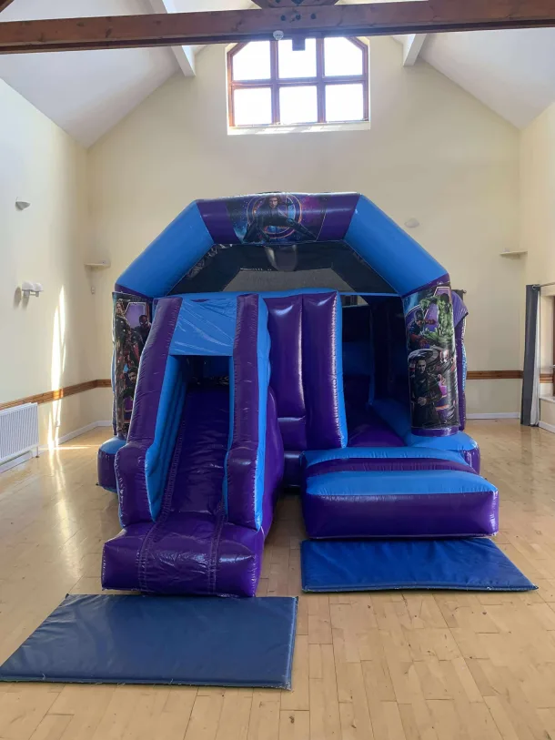 Purple And Blue Superhero Castle With Front Slide