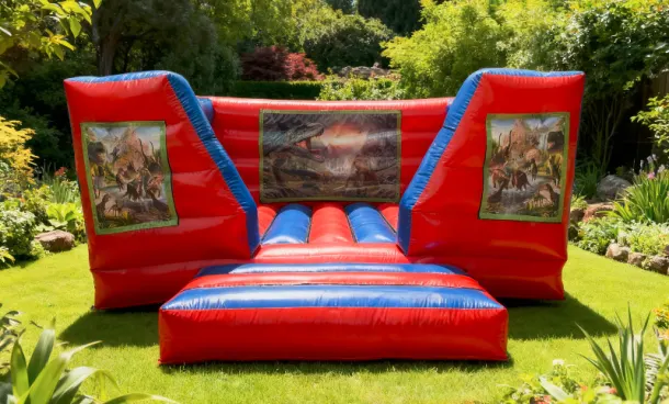 15ft X 12ft Blue And Red Box Indoor Castle - Dinosaur Theme