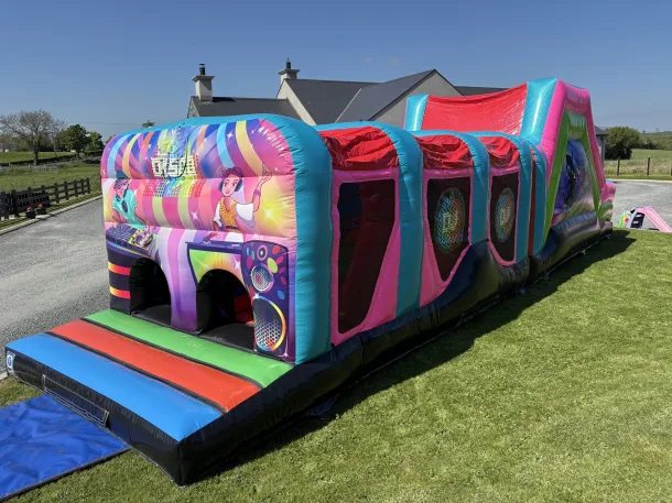 45ft Glitter Disco Themed Obstacle Course