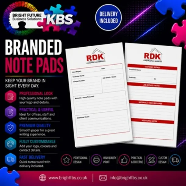 A5 Branded Desk Note Pads, Set Of 8, Or 16 Pads
