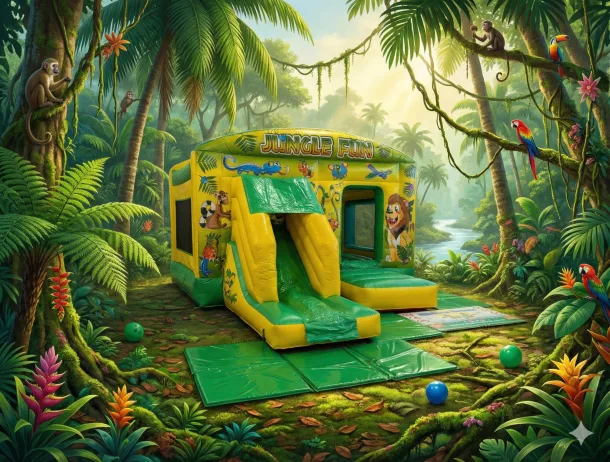 Jungle Bouncy Castle With Slide Hire