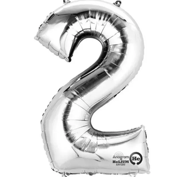 Silver Giant Foil Number Helium Balloons 0-9
