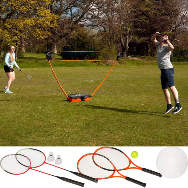 3 In 1 Garden Set With Badminton Tennis And Volleyball