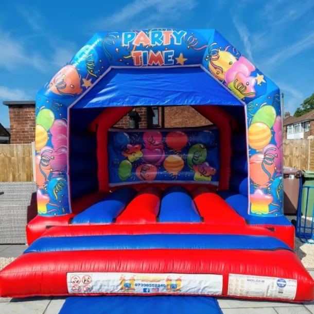 Red And Blue 12ft X 12ft Party Time Bouncy Castle