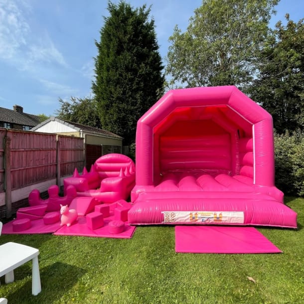 Plain Pink Bouncy Castle And Soft Play Package