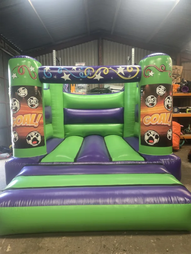 Green And Purple Football H Frame Bouncy Castle
