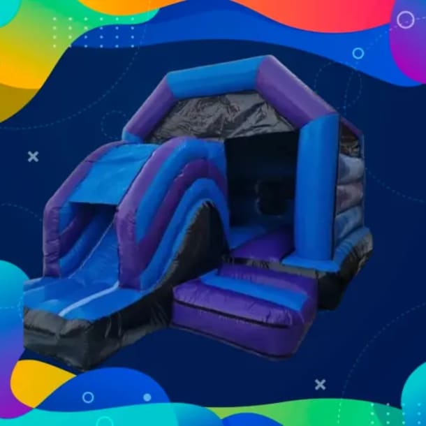 Purple And Blue - Bouncy Castle With Slide 12ft X 18ft