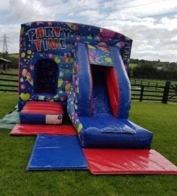 Blue And Red Party Time Castle Combi With Slide
