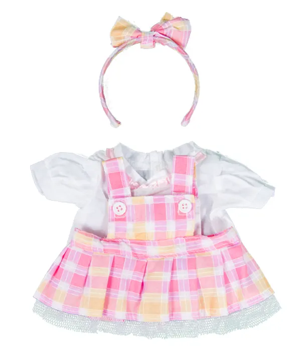 8 Inch Pink Pinafore With Headband