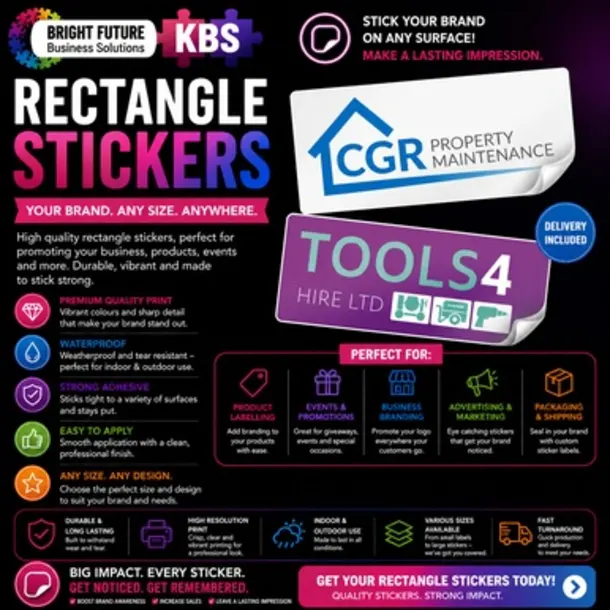 Rectangle Stickers 85x55mm Pvc Waterproof
