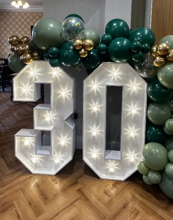 Light Up Numbers And Balloon Garland