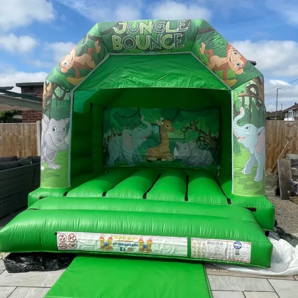 Green 12ft X 12ft Jungle Bouncy Castle