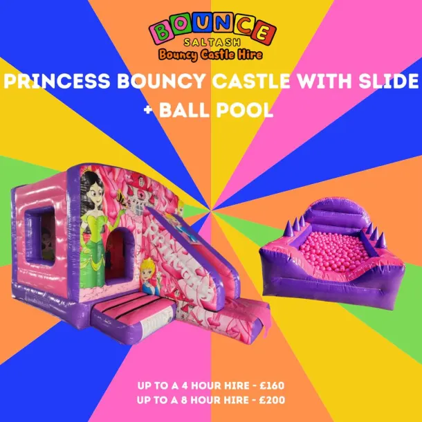 Princess Bouncy Castle With Slide And Ball Pool