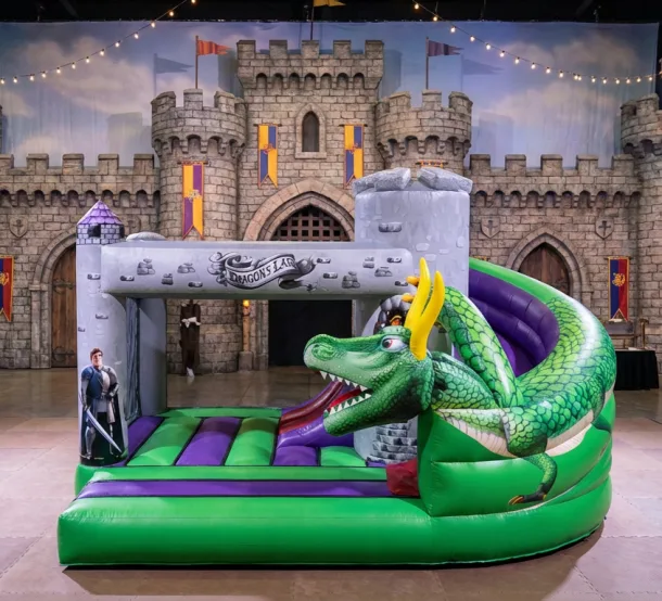 3d Dragons Lair Bouncy Castle With Slide