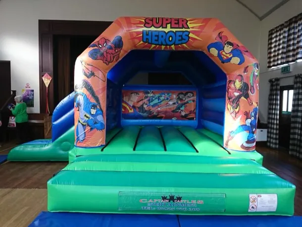 Super Heros Side Bouncy Castle Orange