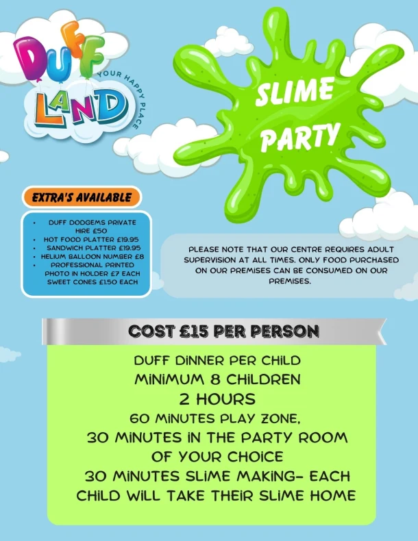 Duff Land Party Bookings - Slime Making Party