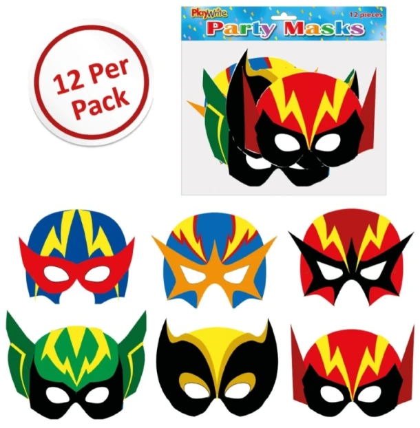 Superhero Mask Pack Of 12 Cardboard Masks
