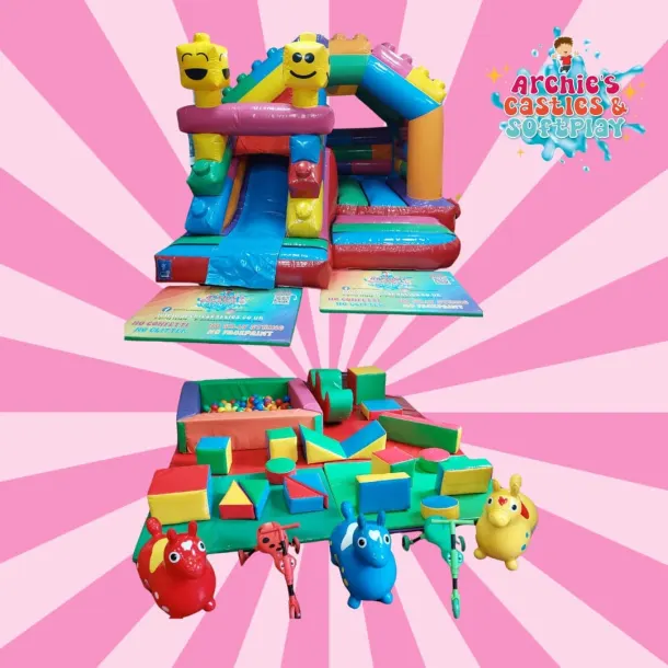 3d Building Blocks Bouncy Castle And Soft Play Package