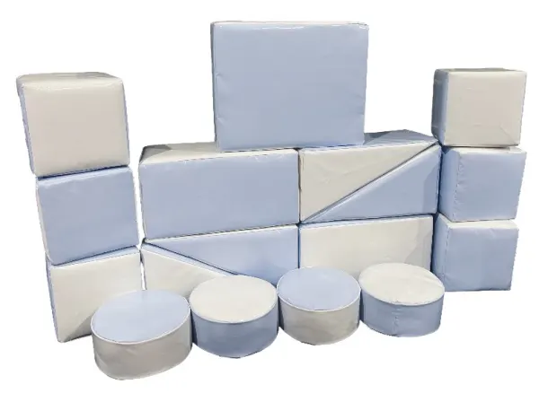 White Blue 17 Piece Soft Play Block Set