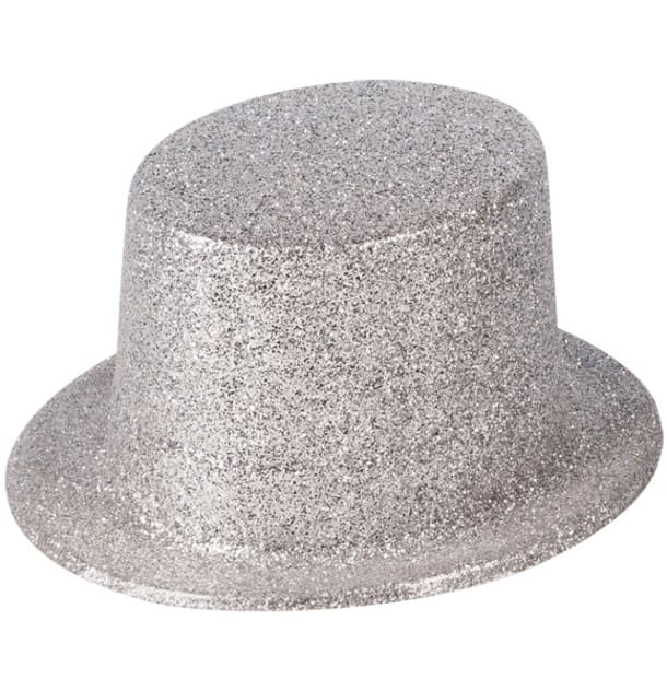 Silver Glitter Top Hat