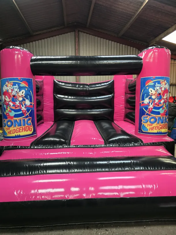 Pink And Black Sonic H Frame Bouncy Castle