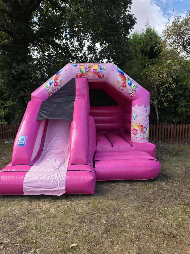 Pink Celebration Bouncy Castle With Slide