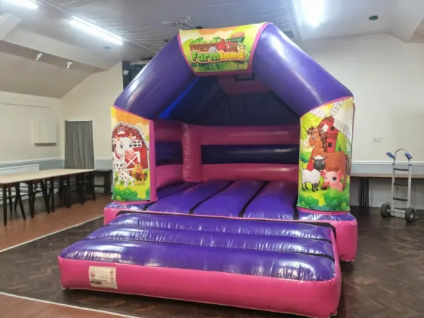 12 X 14ft Farmyard Purple And Pink Disco Bouncy Castle