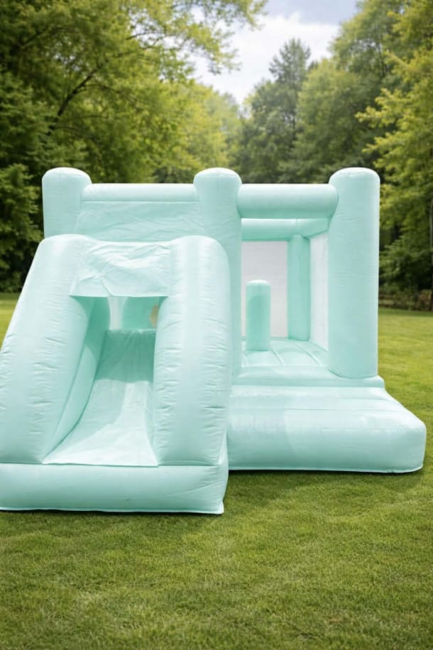 Pastel Green Bouncy Castle With Slide