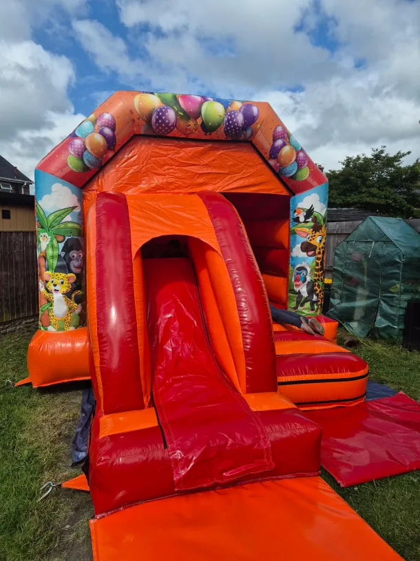 Jungle 12ft X 18ft Orange And Red Front Slide Castle