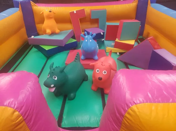 Baby Bouncer  12 X 8 Feet And 14 Piece Soft Play And 4 Animals