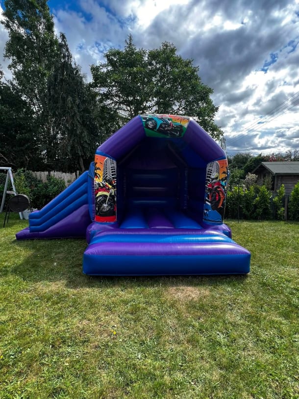 Motorbike Blue And Purple Castle With Side Slide