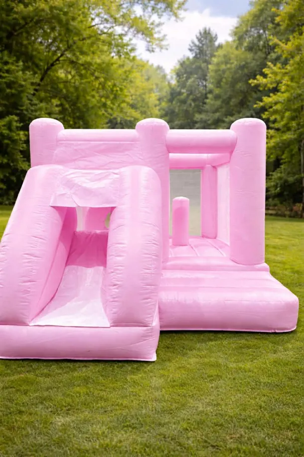 Pastel Pink Bouncy Castle With Slide