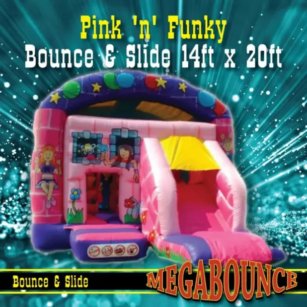 14ft X 16ft Pink N Funky Bounce And Front Slide
