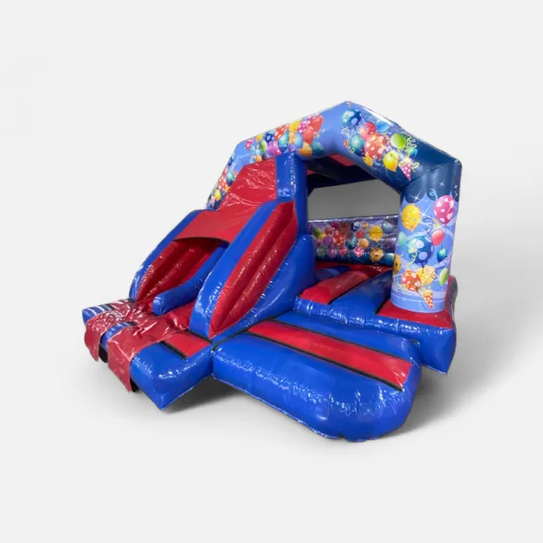 Blue Red Balloon Party Front Slide Bouncy Castle