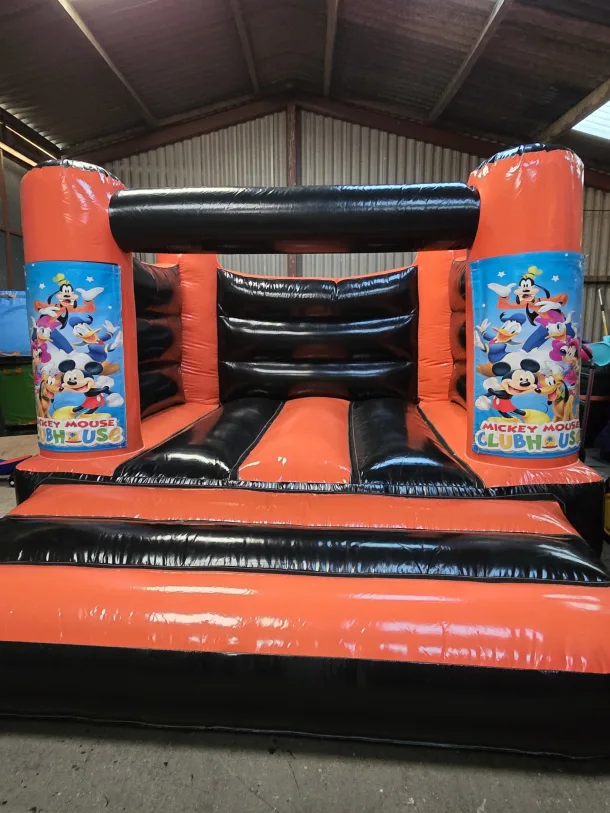 Orange And Black Mickey Mouse H Frame Bouncy Castle