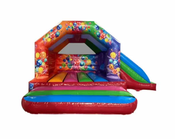 Multi Coloured Balloon Castle With Side Slide 13ftx18ft