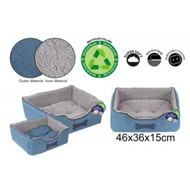 Sweet Dreams Blue Sponge Linen Pet Bed