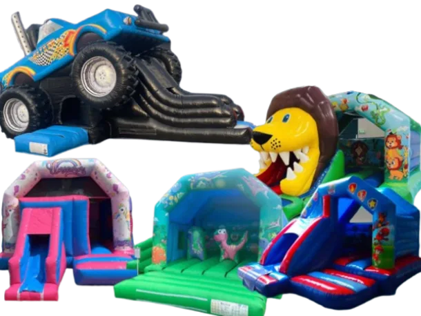 Monster Truck And Kids Bouncy Castle With A Slide