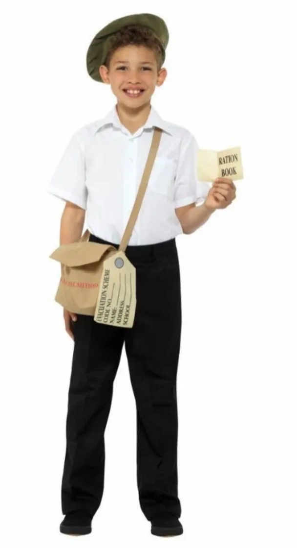 Evacuee Kit (boys Bag, Hat And Ration Book) - One Size