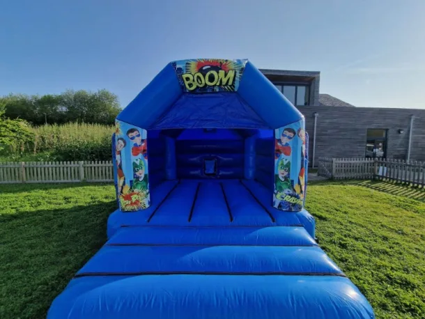 Boom Superhero Blue Bouncy Castle