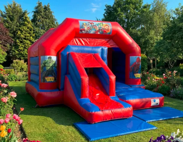 Red And Blue Combo Castle - Superhero Theme