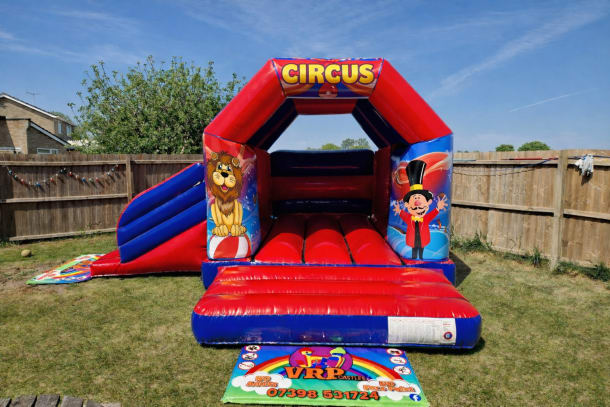 Circus Red And Blue Side Slide Bouncy Castle