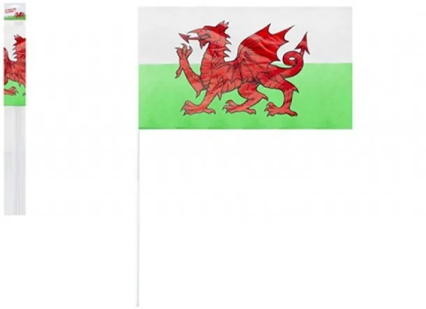 Handheld Welsh Flag On Stick Pack Of 48