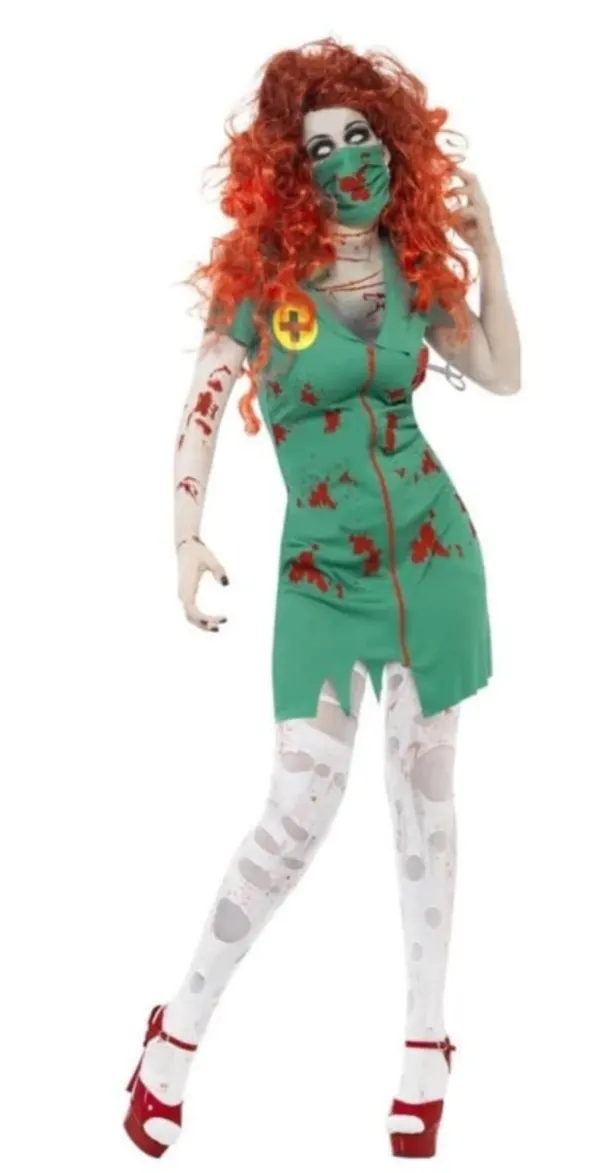 Zombie Scrub Nurse Fancy Dress Costume