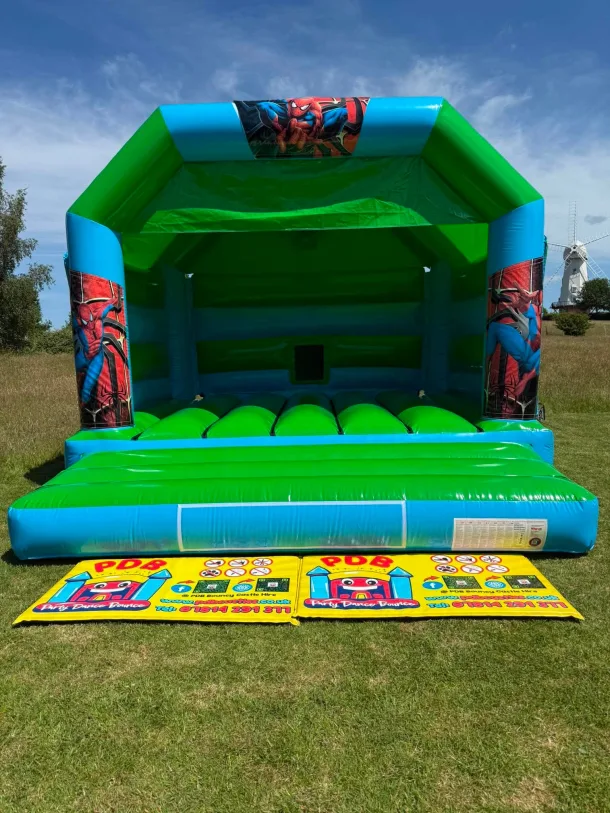 Web Shooter Themed Green And Blue Castle