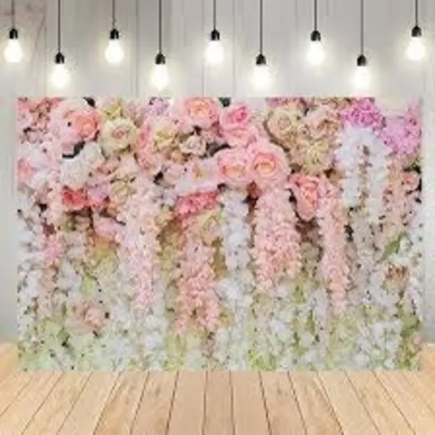 Pink Flowers Photo Backdrop