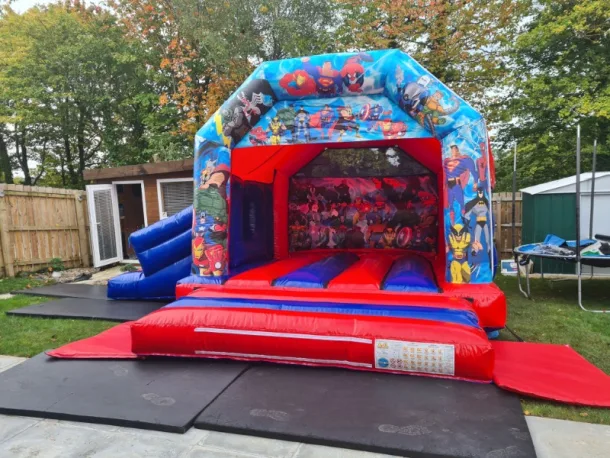 Superhero Open Bouncy Castle With Slide